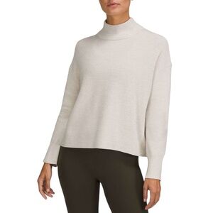 Lululemon Merino Wool-Blend Ribbed Turtleneck Sweater Ivory Cream Sz 12 / XL